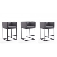 Manhattan Comfort 3-CS011-GY Embassy 34 in. Grey and Black Metal Counter Height Bar Stool (Set of 3)